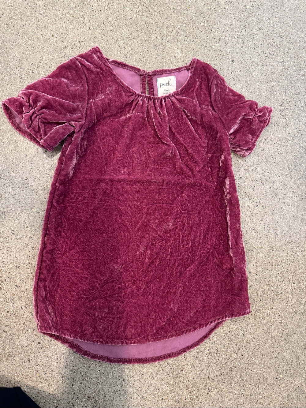 Peek Girls' Velvet Dress in Berry Pink